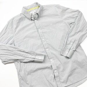 Calvin Klein gray/white striped long sleeve button down shirt